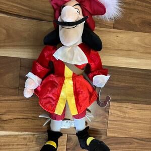 Disney Captain Hook Doll Plush Peter Pan Figure Villain Red Store Exclusive 20"
